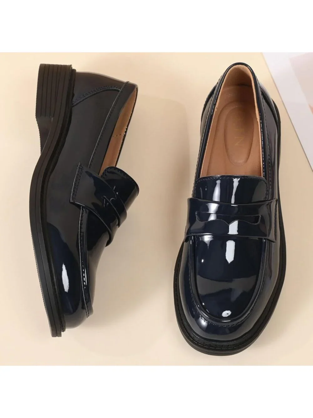 🆕Women's Blue Loafers Black Penny Loafer Business Casual Flats Comfortable